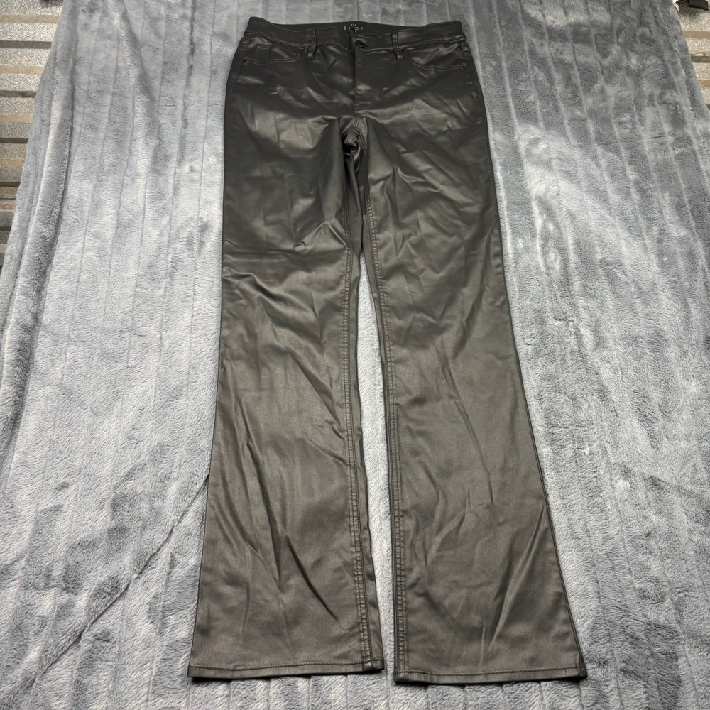 White House Black Market The Boot Coated Black High Rise Pants 12L Long 14023